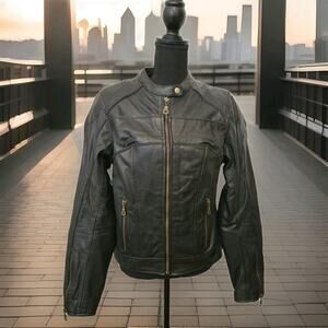 Bilt Women's Leather Padded Biker Motorcycle Jacket Size Large